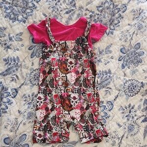 Colorful Kids Bamboo Overalls with Pink Top